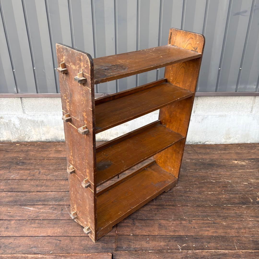 D4 昭和レトロ ミッドセンチュリー くさび型 楔棚 木製飾り棚 オープンラック