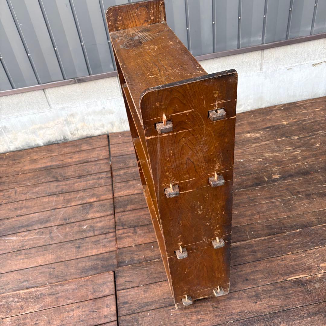 D4 昭和レトロ ミッドセンチュリー くさび型 楔棚 木製飾り棚 オープンラック