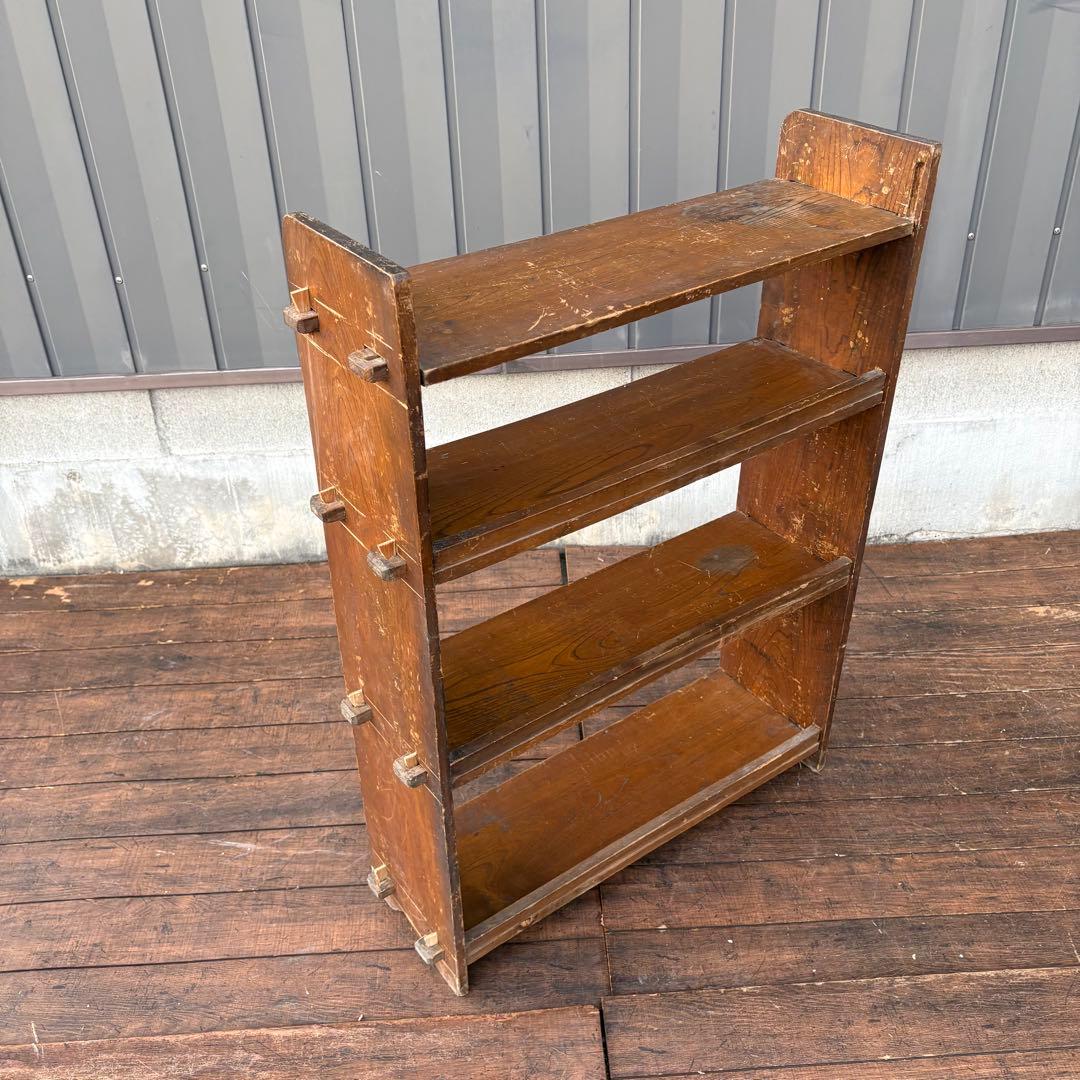 D4 昭和レトロ ミッドセンチュリー くさび型 楔棚 木製飾り棚 オープンラック