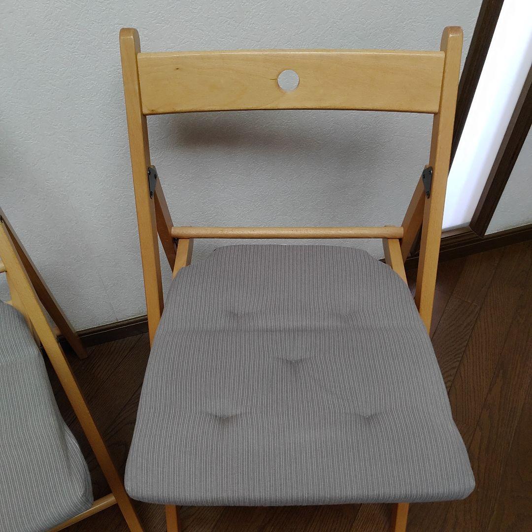 クッション付き　2脚　IKEA　TERJE　FRÖSVI　木製折りたたみチェア