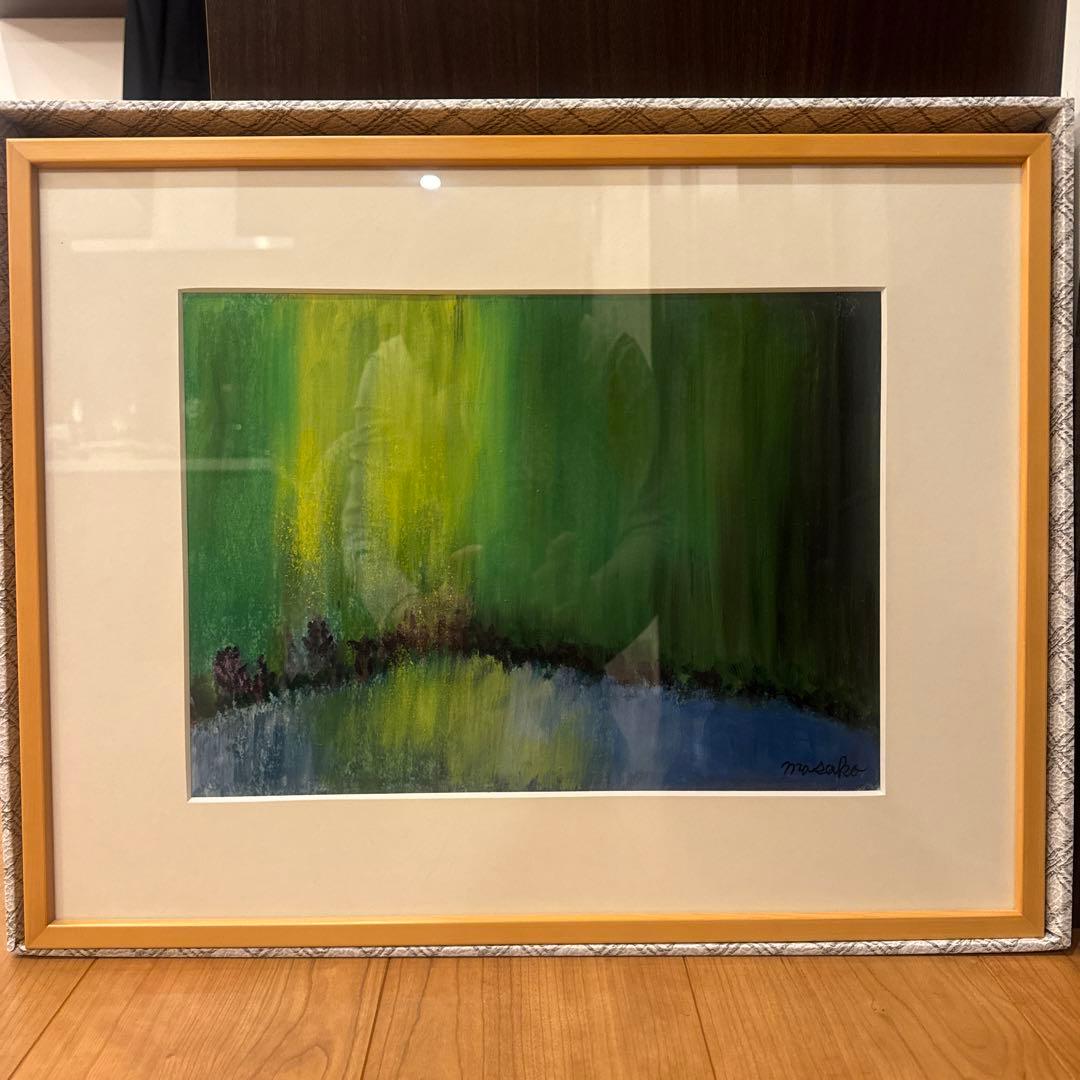 水彩画 サイン入り アート作品　月明かり