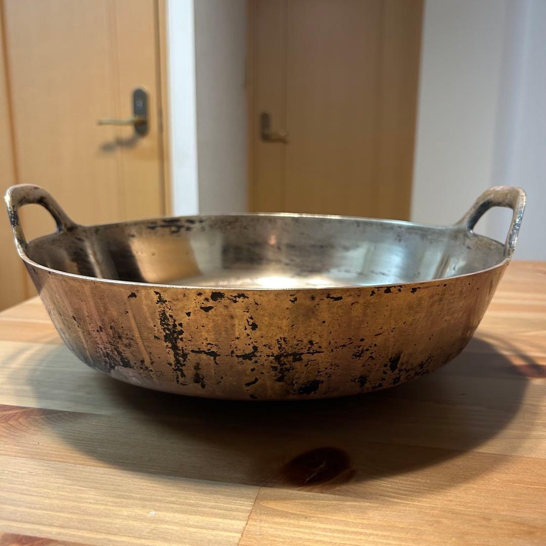 《打ち粉》純銅製 天ぷら鍋 持ち手付き 32.5cm