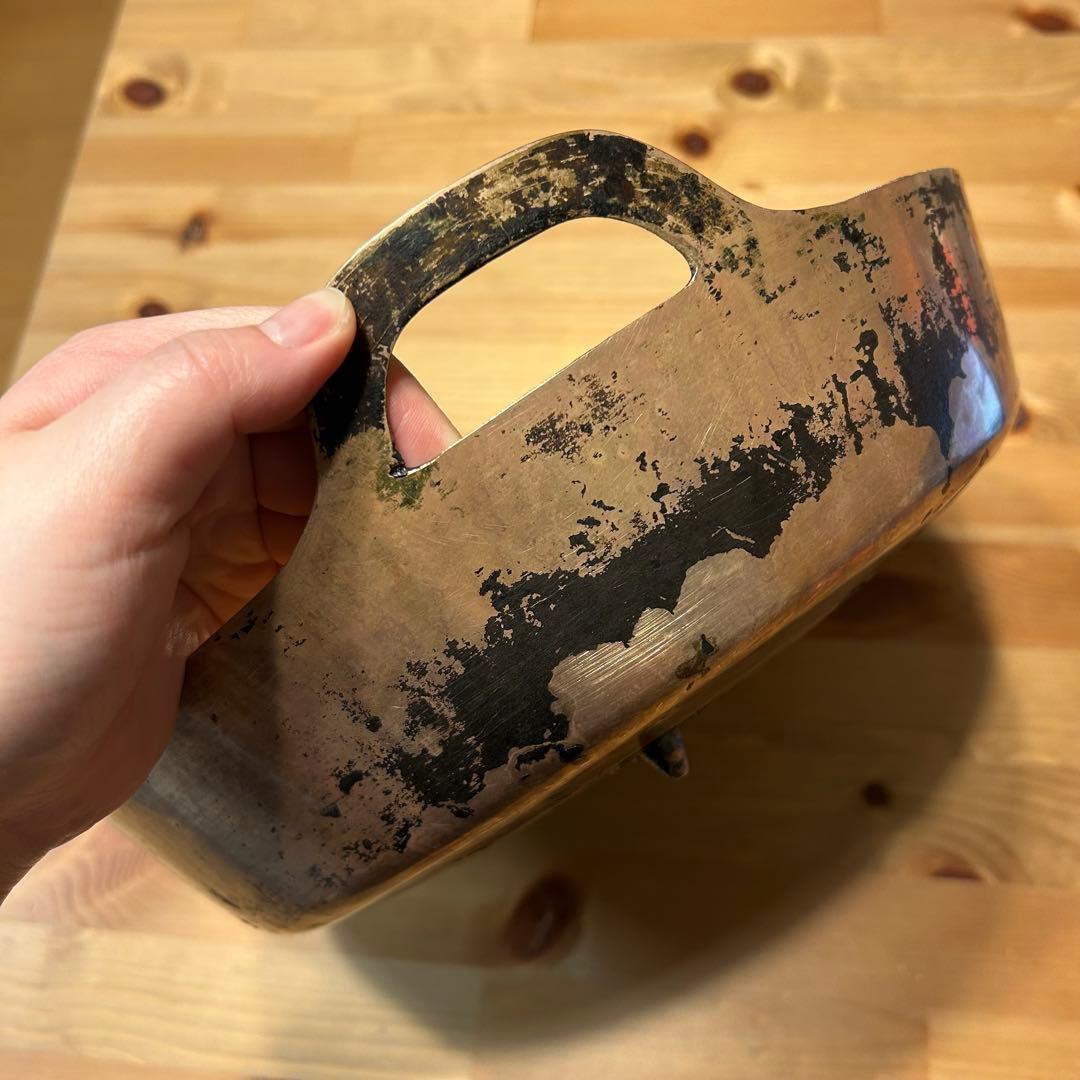 《打ち粉》純銅製 天ぷら鍋 持ち手付き 32.5cm