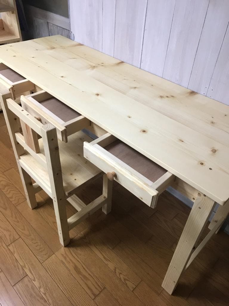 ☆ミシンテーブル☆事務机【1400】引き出し3杯ナチュラル家具