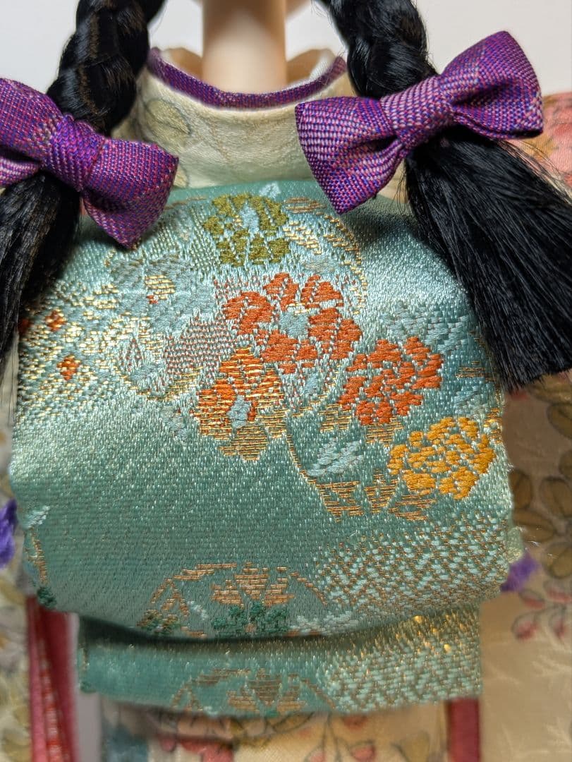 手縫い着物 花柄友禅振袖とケープ 1/6ドール、ジェニー、momoko用