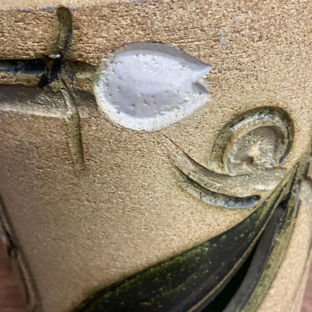 C-5 昭和レトロ 陶器製 傘立て 花柄 浮彫り 和モダン シリンダー型