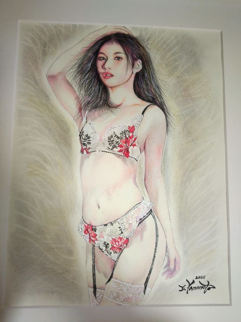 裸婦、美人画、絵画６号、しなりS山本英二、真作、肉筆、高塚省吾、森本草介。