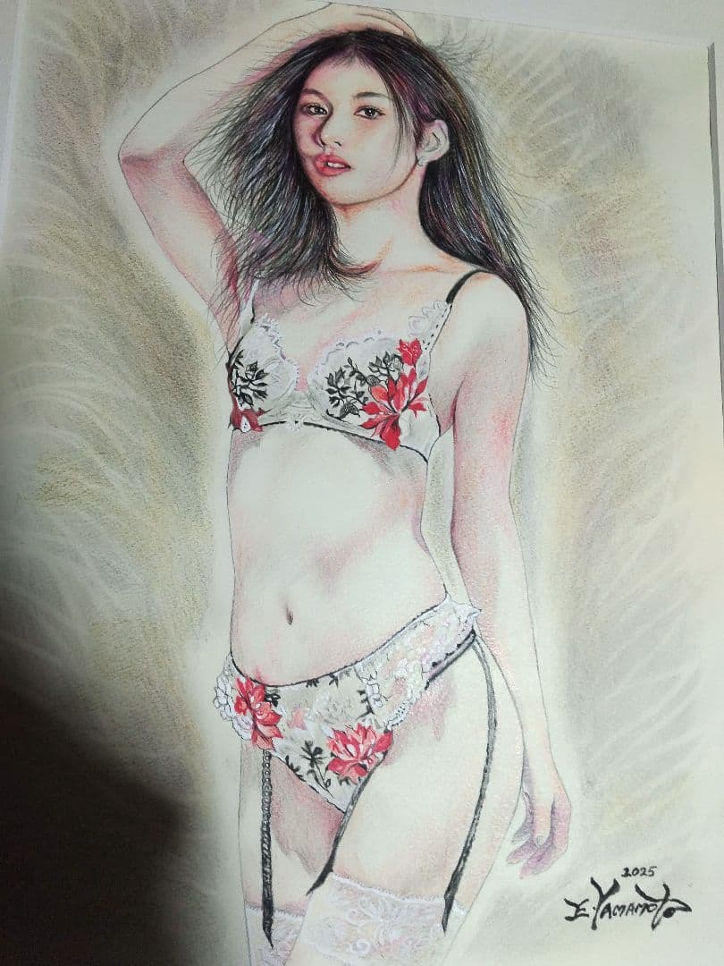 裸婦、美人画、絵画６号、しなりS山本英二、真作、肉筆、高塚省吾、森本草介。