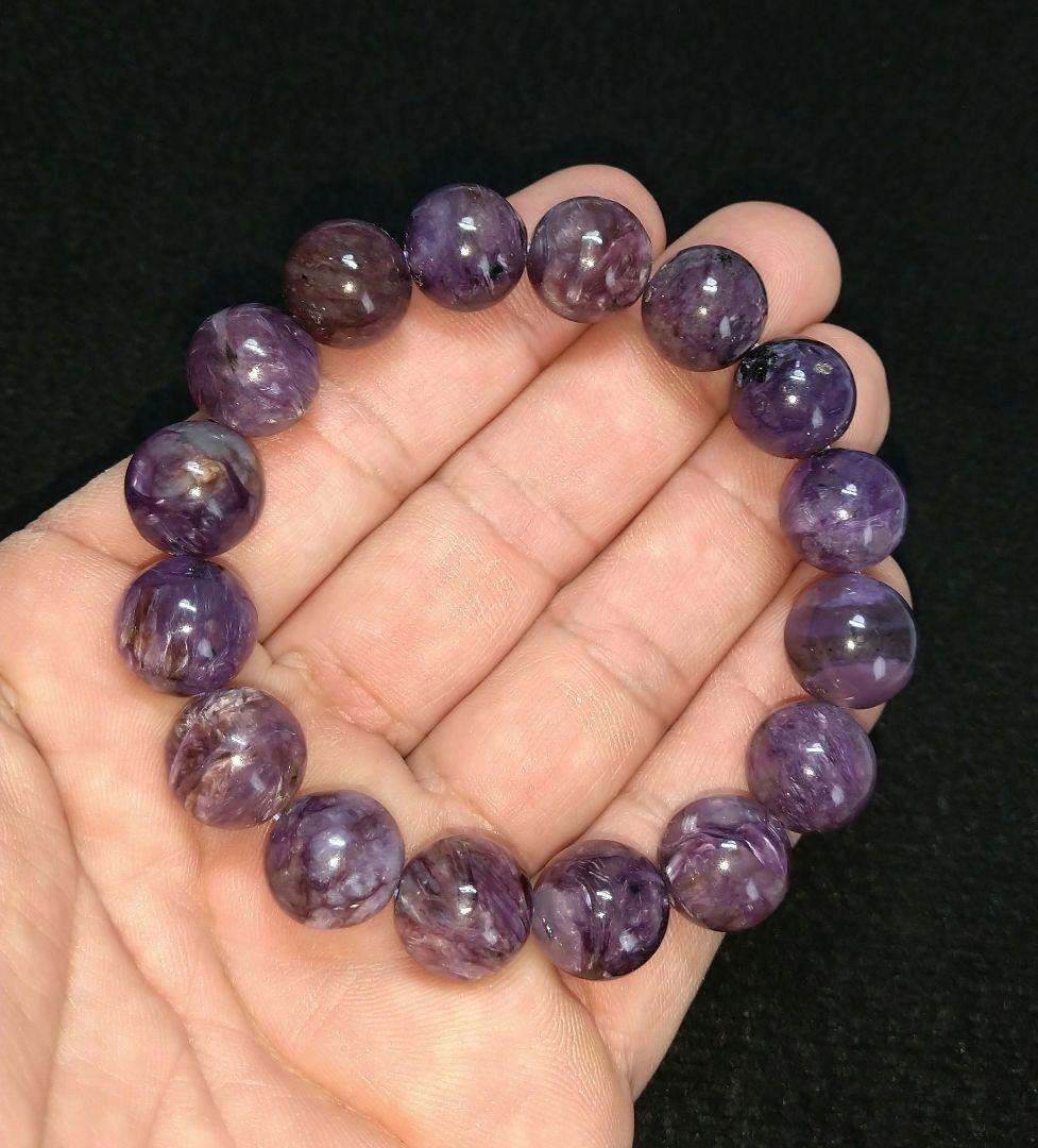 【良質,美品】天然チャロアイト《藤色》　ブレスレット　世界三大ヒーリングストーン