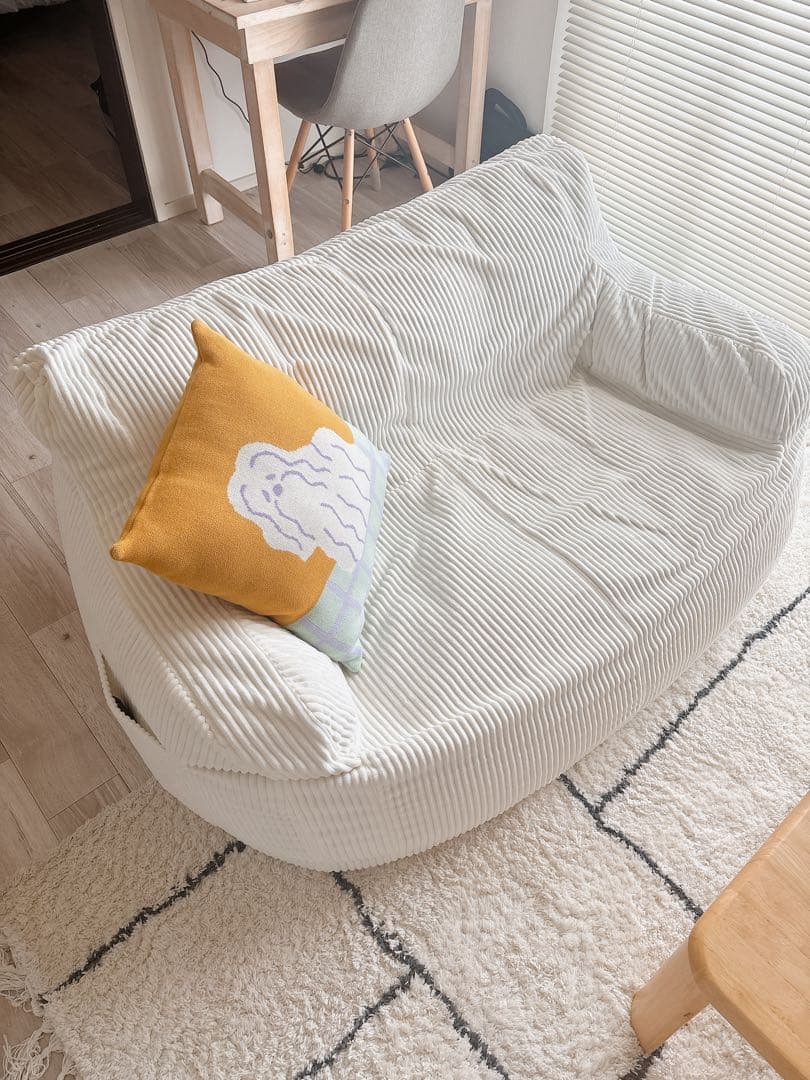 【引取優先】HUGME 2人掛けビーズソファ Ivory