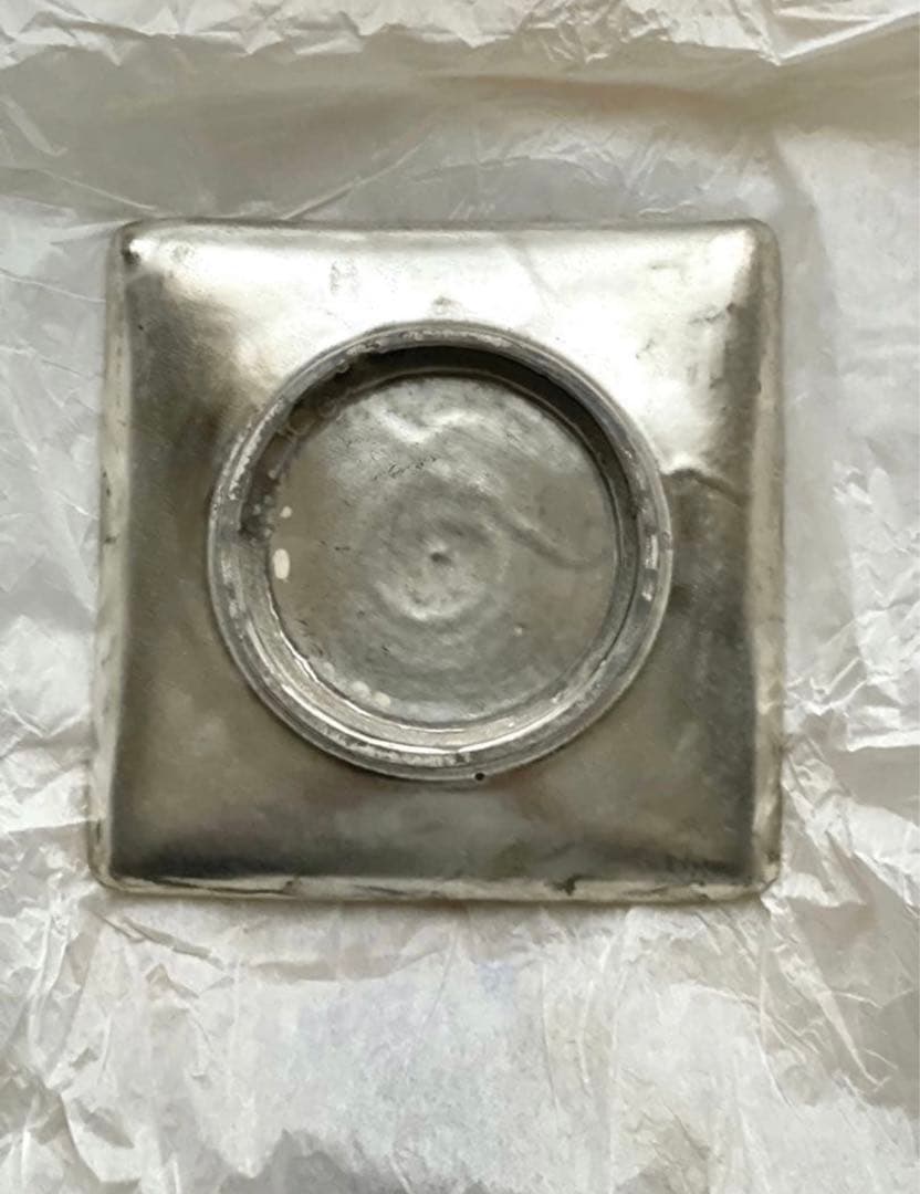 伊藤聡信 さん 銀彩色絵 角皿 菓子皿 ピンクの花