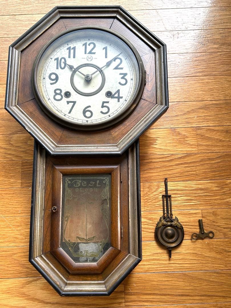 大正レトロなビンテージボンボン柱時計　実働品H③