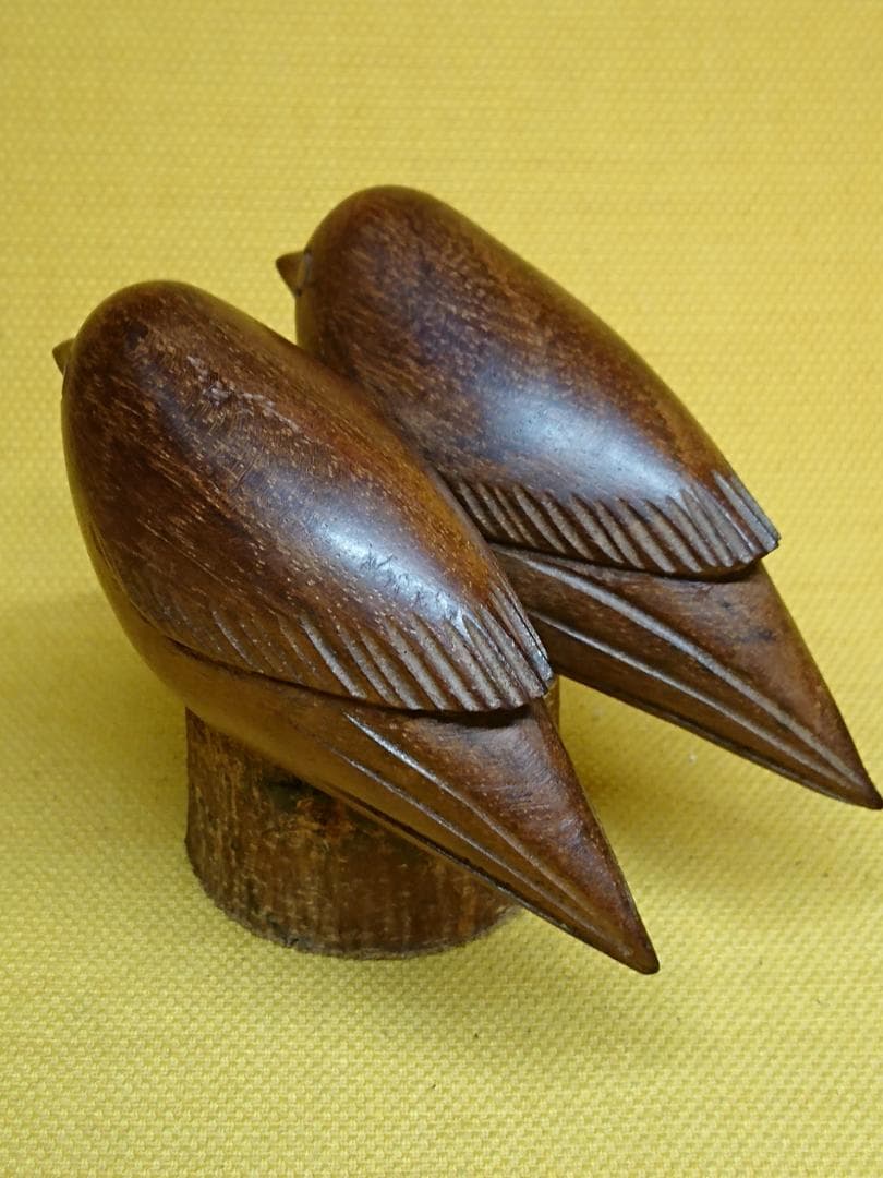 【美品】とり　鳥　木彫り　オブジェ　置物　インテリア　工芸品　美術品　A2597