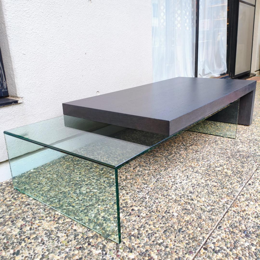 希少 Ligne roset リーンロゼ 伸長式 センターテーブル ガラス