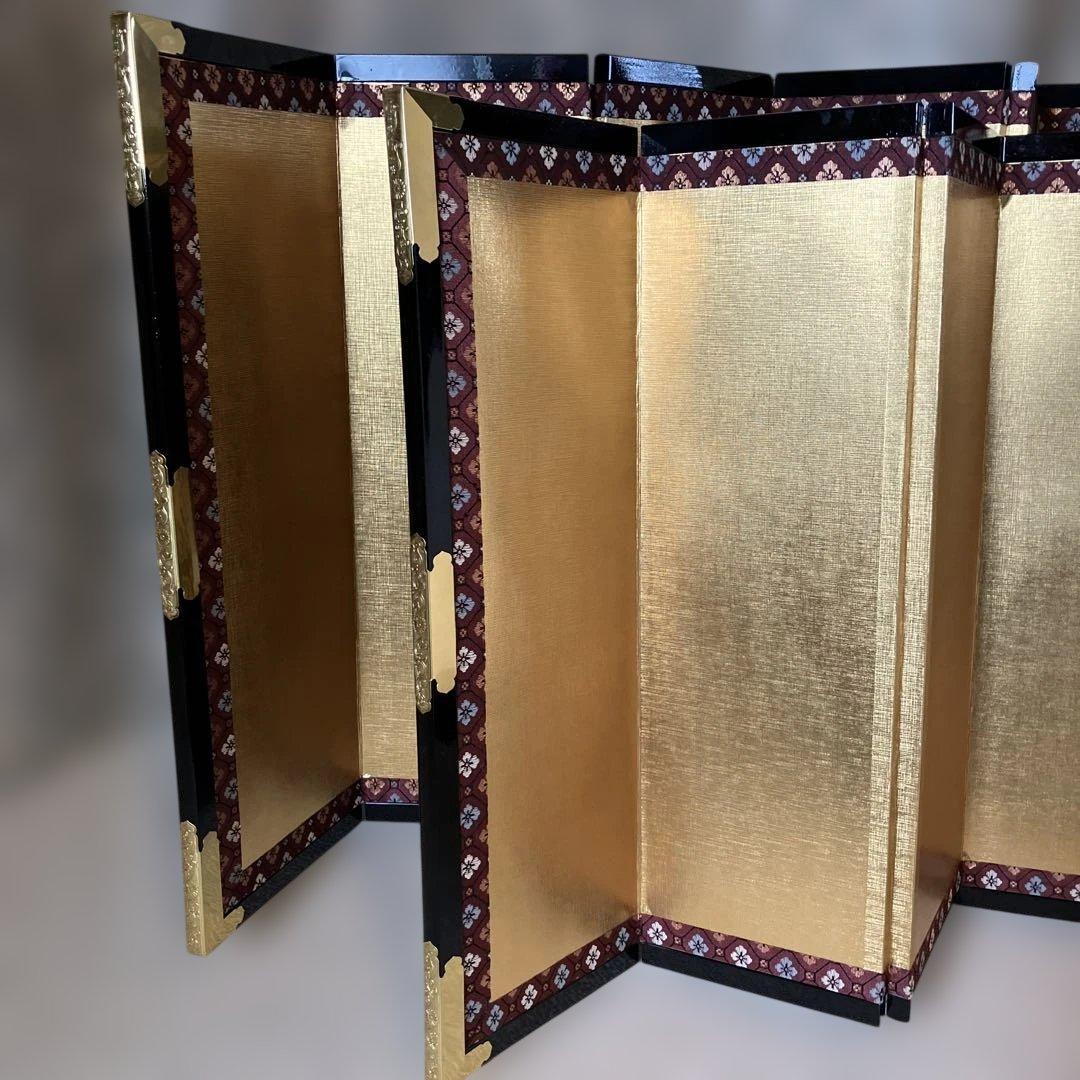 お買得金屏風びょうぶ二枚組パーテーション雛祭り豪華ゴールド祝ムード