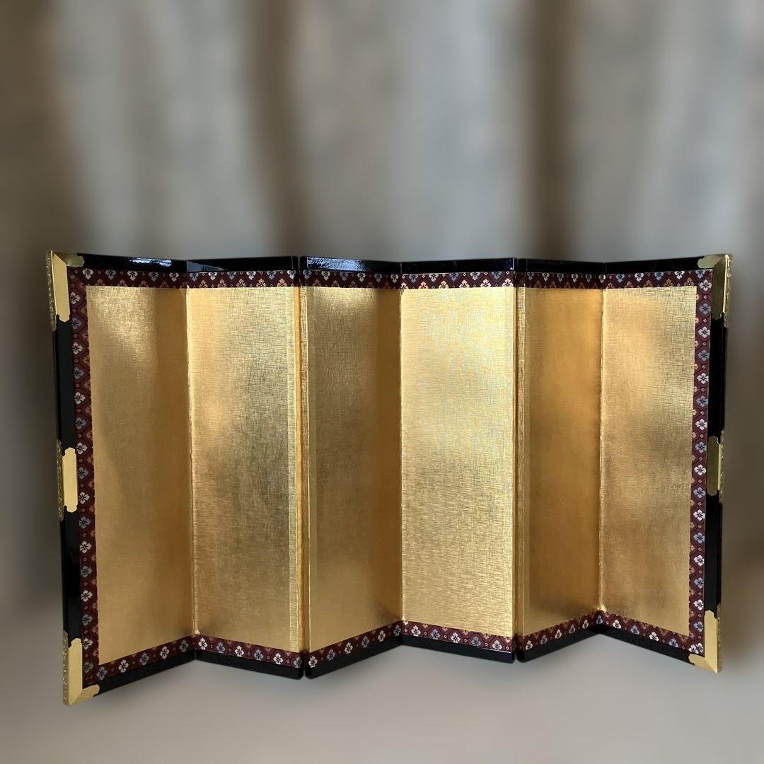お買得金屏風びょうぶ二枚組パーテーション雛祭り豪華ゴールド祝ムード