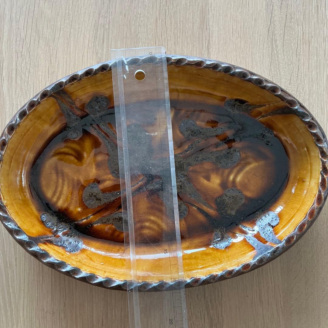 小代焼　ふもと窯　スリップウェア　楕円　井上尚之