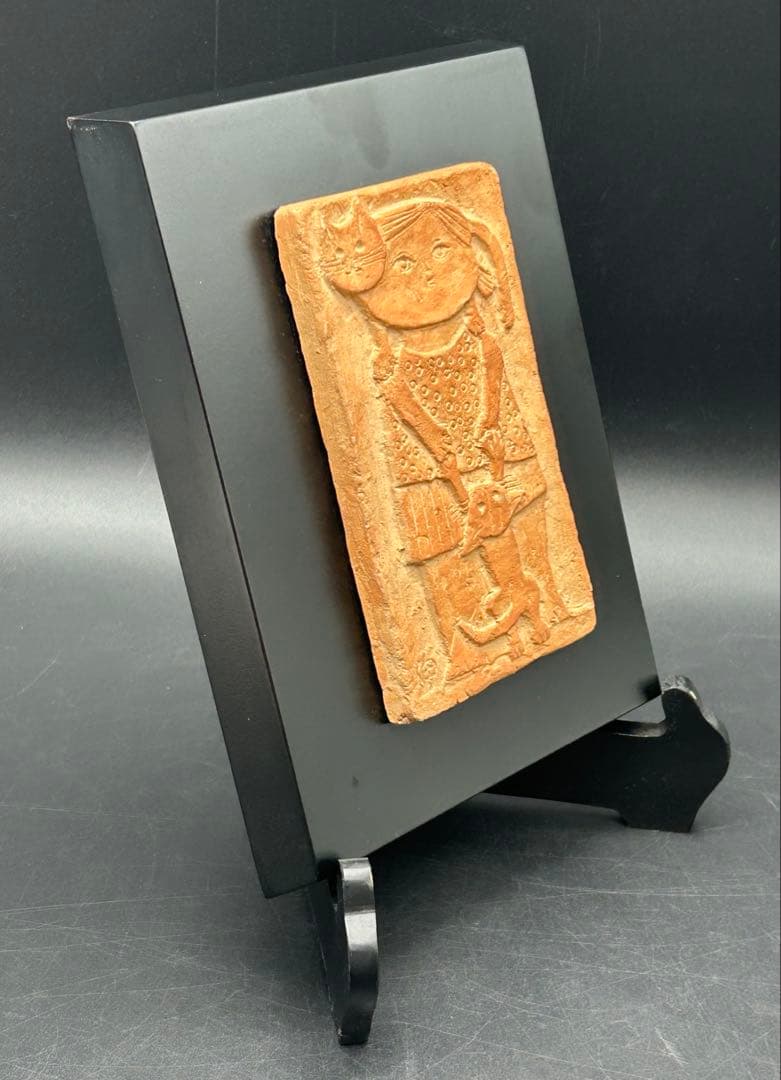 長島伸夫 テラコッタ 壁飾り ネコと少女 - メルカリ