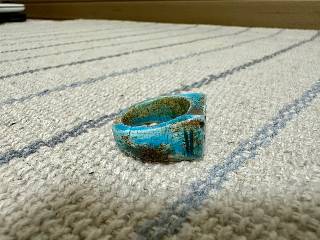 秘蔵品！ 古代エジプト 聖眼ウジャト ホルスの眼 リング ファイアンス