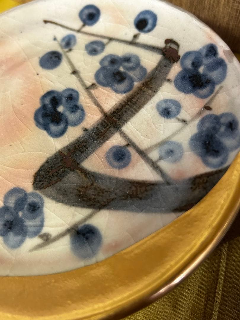 特別価格　人間国宝 安藤日出武 金彩 梅 皿 2サイズ 計8枚 未使用品