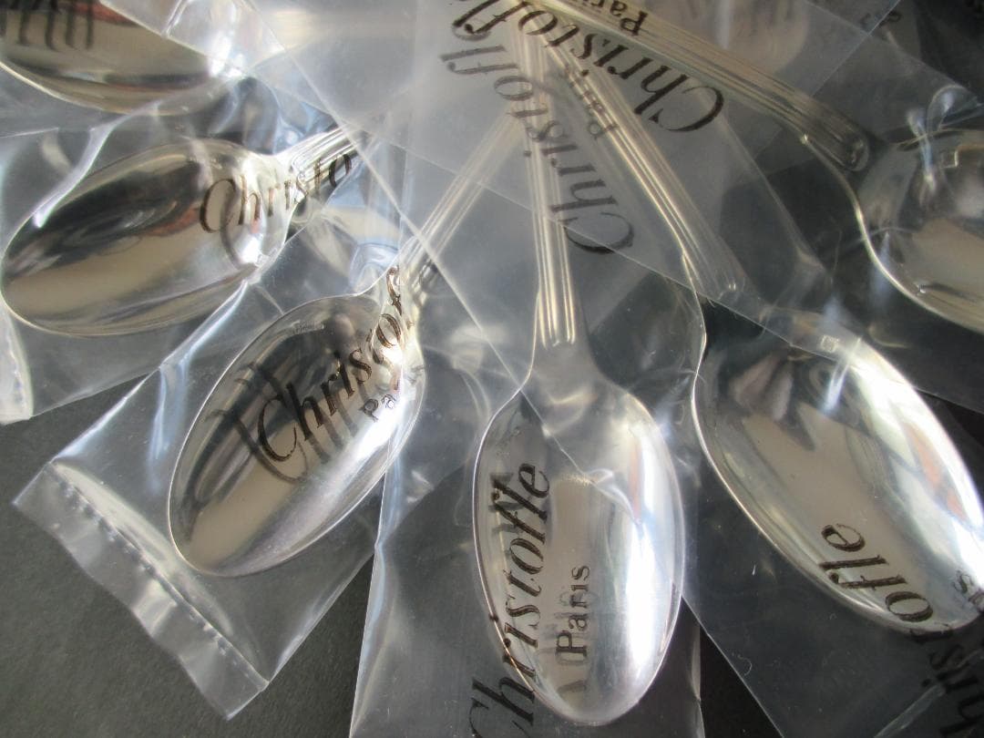未使用品☆仏蘭西高級銀器クリストフルシルバー　デミタススプーン６本セット　シノン