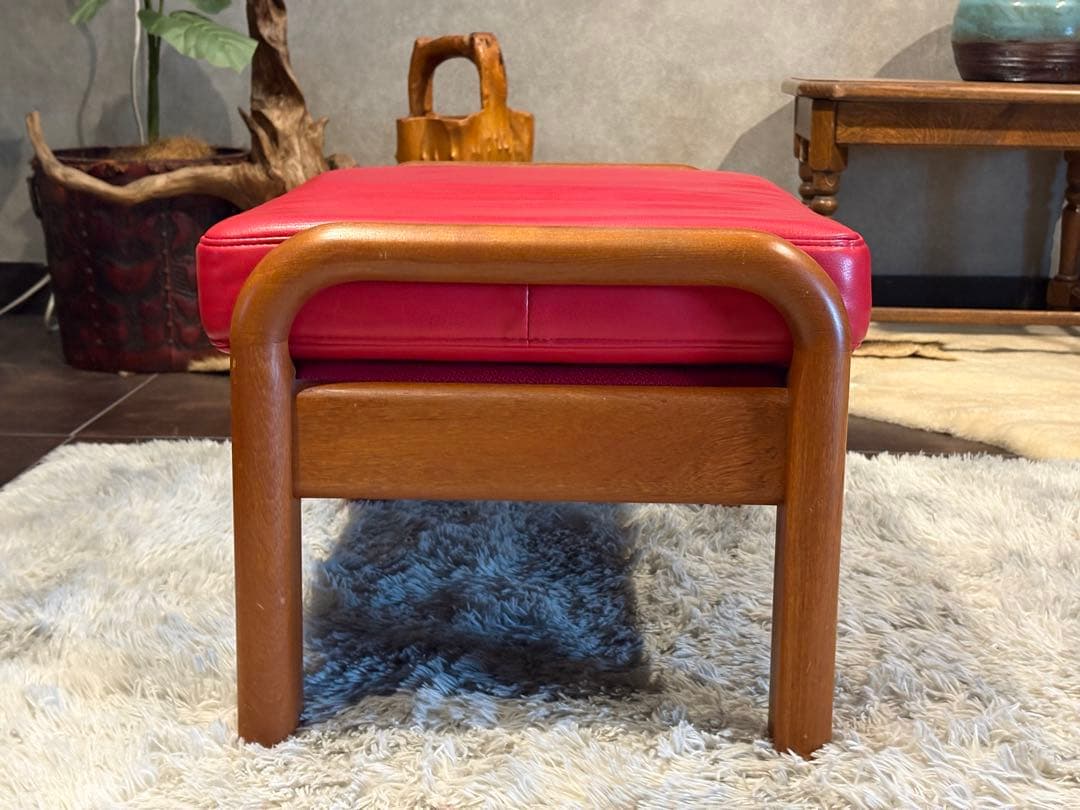 Ｌオルセン&サン L. olsen & son チーク無垢材　レッドレザー　IN