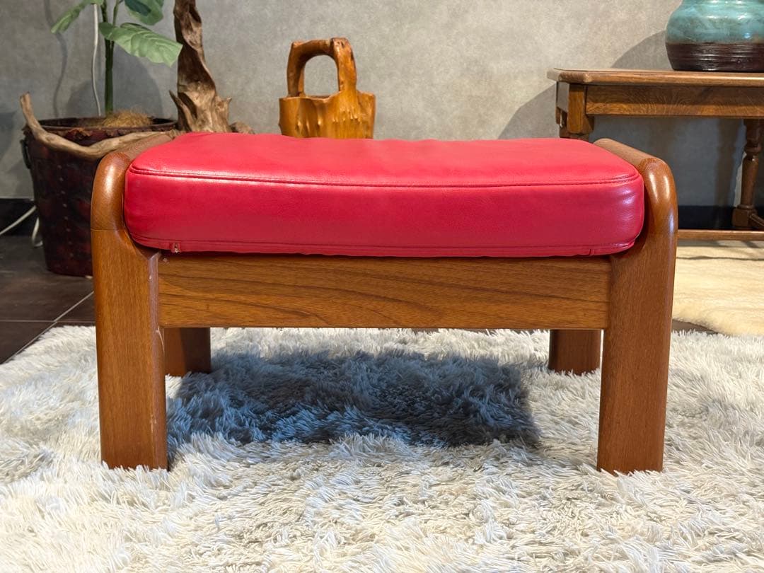 Ｌオルセン&サン L. olsen & son チーク無垢材　レッドレザー　IN