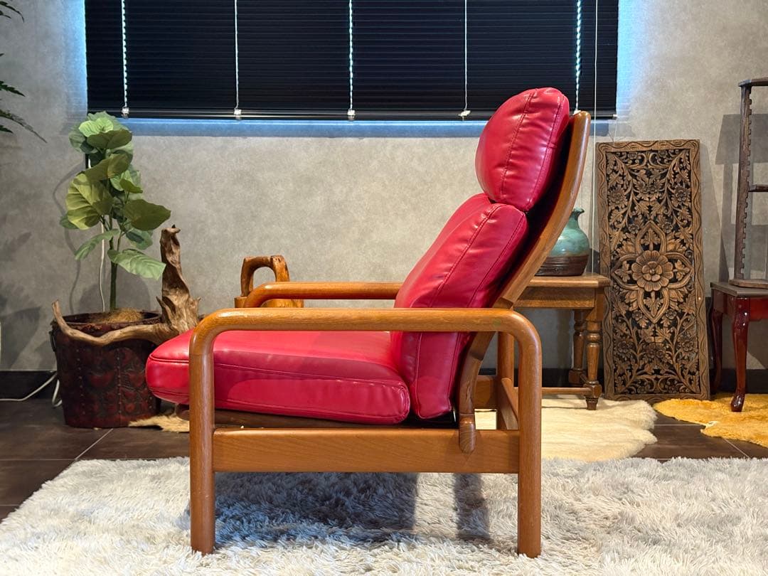 Ｌオルセン&サン L. olsen & son チーク無垢材　レッドレザー　IN