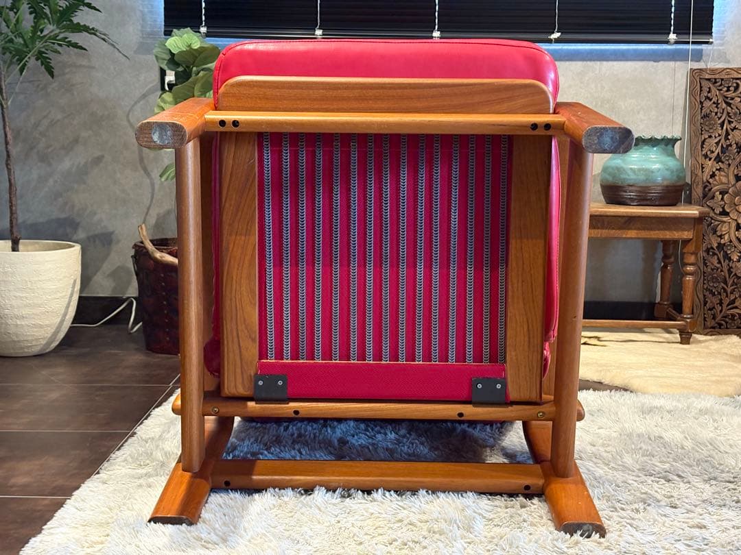 Ｌオルセン&サン L. olsen & son チーク無垢材　レッドレザー　IN