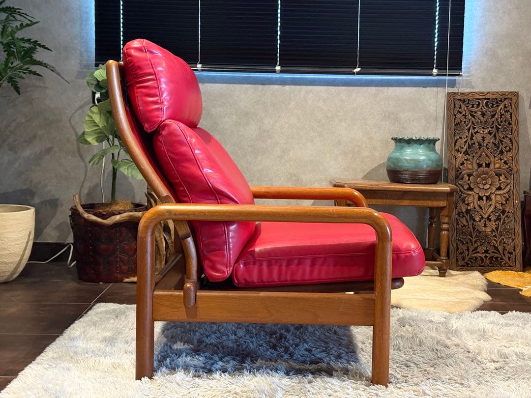 Ｌオルセン&サン L. olsen & son チーク無垢材　レッドレザー　IN