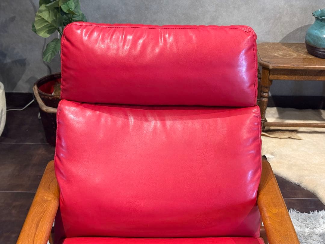 Ｌオルセン&サン L. olsen & son チーク無垢材　レッドレザー　IN