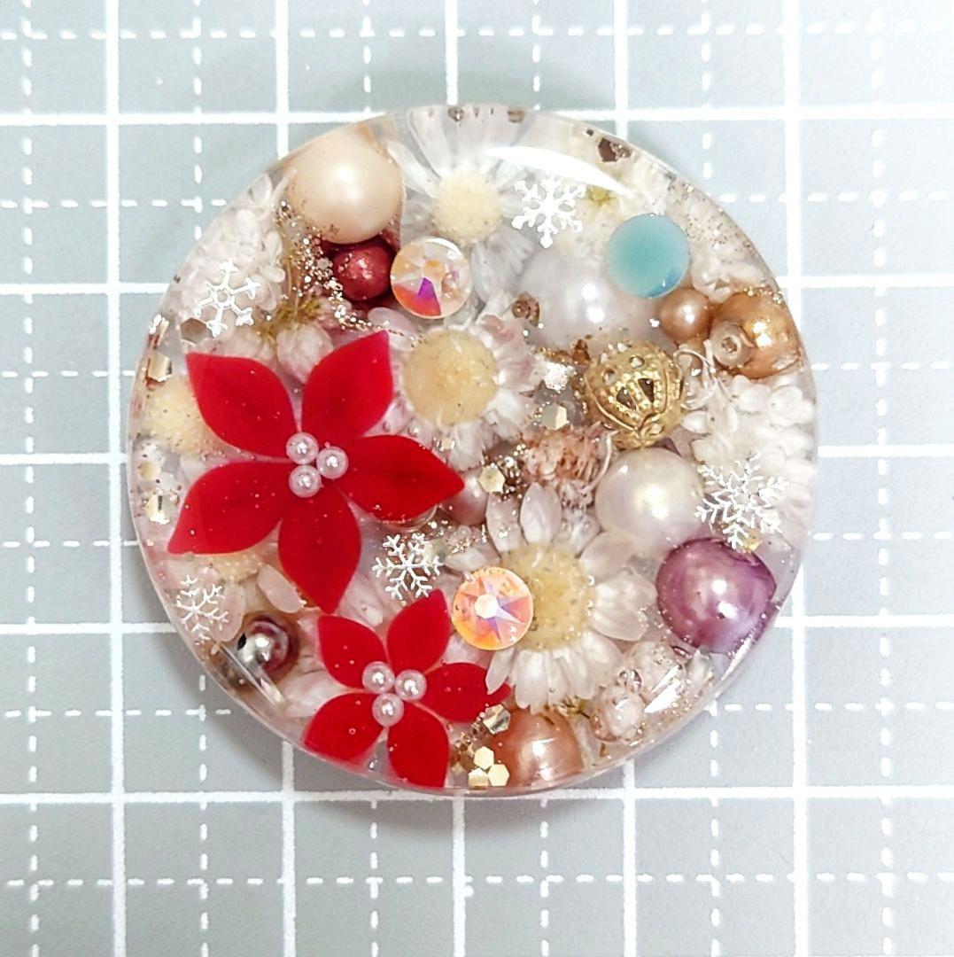 レジン　猫　ドライフラワー　ヘアゴム　ブローチ　ポニーフック　No.357