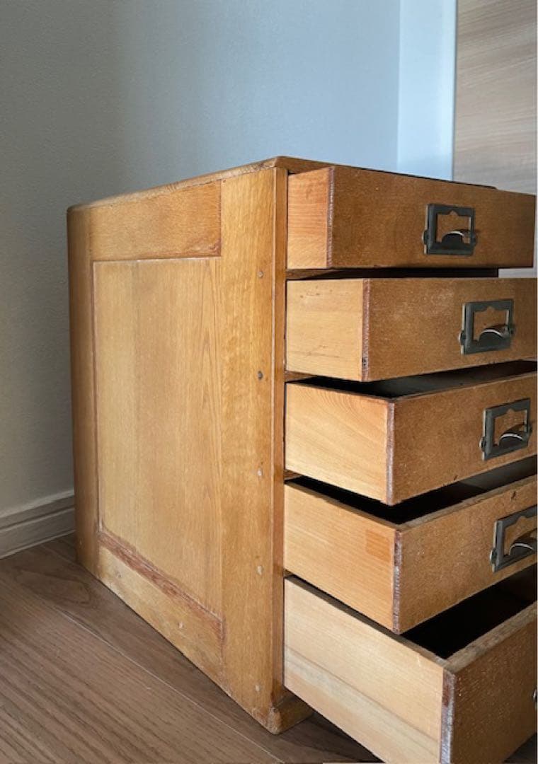 ★昭和レトロ 木製 5段　小引き出し 古道具　ヴィンテージ アンティーク