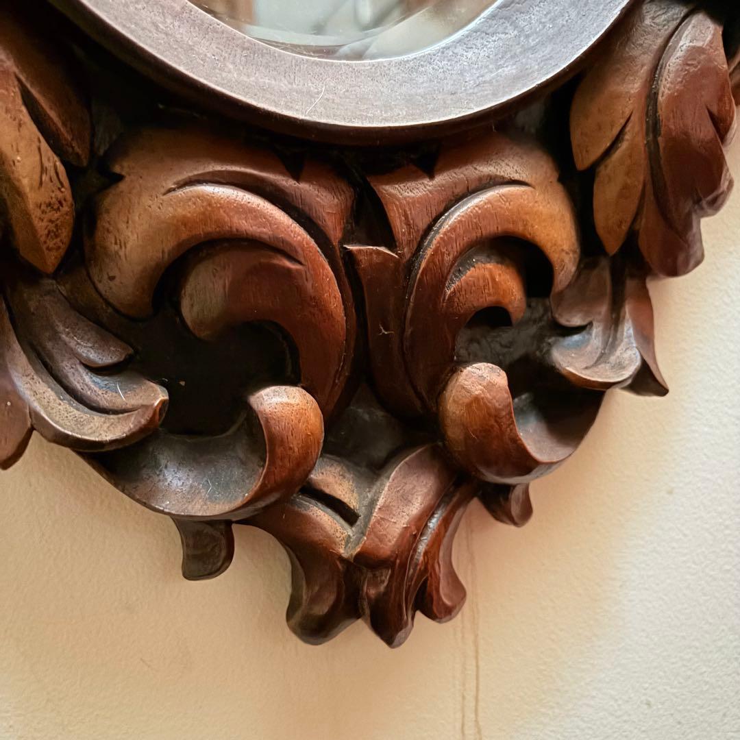 「手彫り 木製フレーム アンティークウォールミラー 北欧NORDIKスタイル」