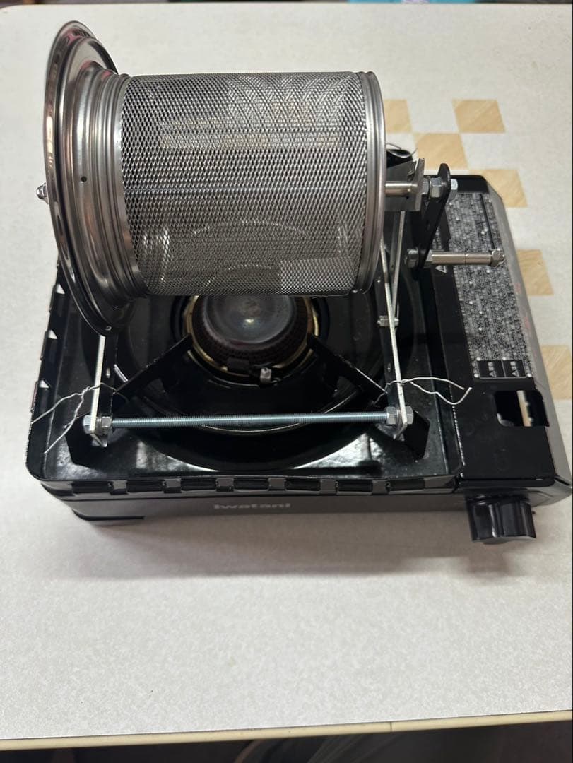 自作　手回しコーヒー焙煎器　ハンドロースター手作り　焙煎の解説書付き