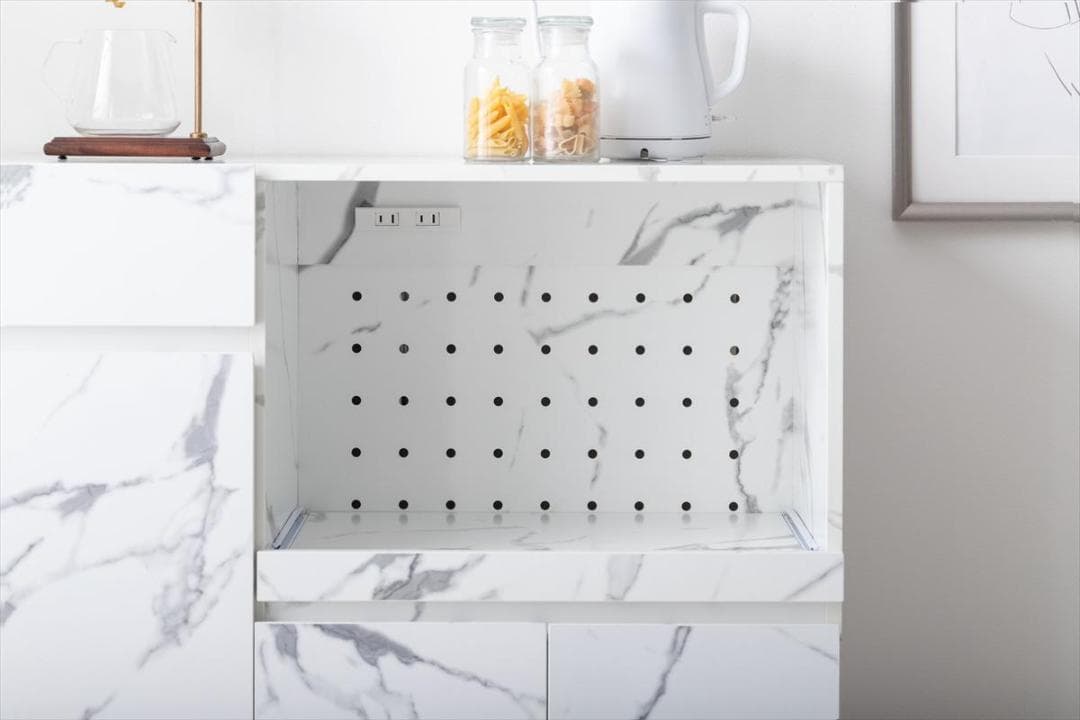 【送料無料】Ellis 大理石柄レンジ台【幅86cm】