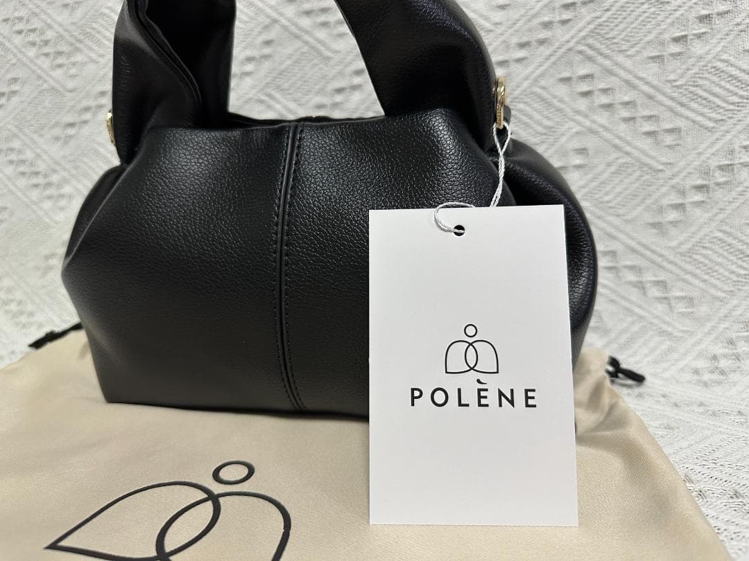 POLÈNE ブラックレザーショルダーバッグ