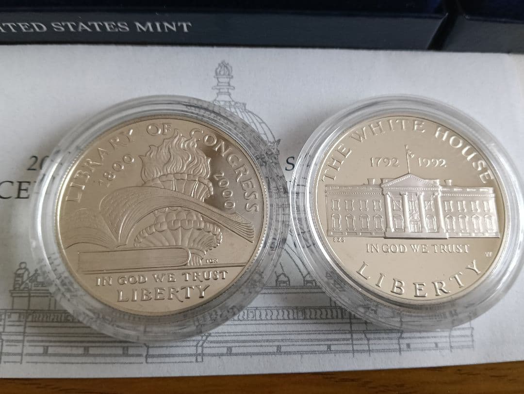 ☆激レア！☆ホワイトハウス200周年記念銀貨 ＆ 議会図書館200周年記念