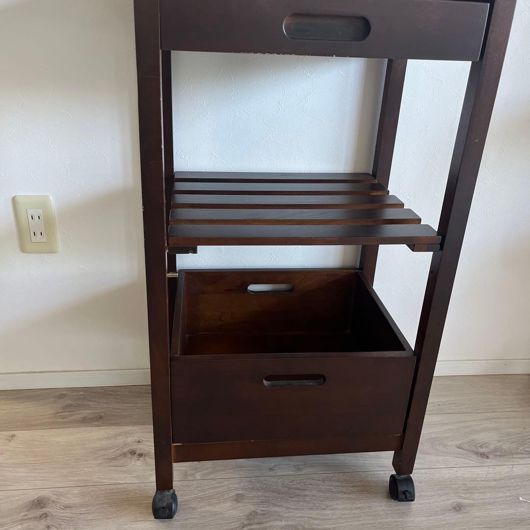 木製ラック ダークブラウン タイル天板