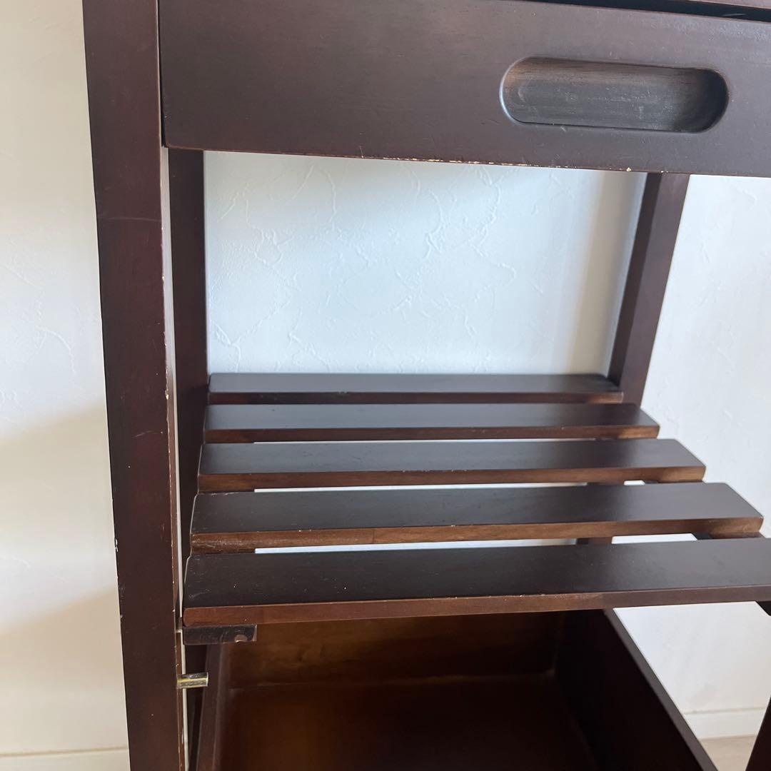 木製ラック ダークブラウン タイル天板