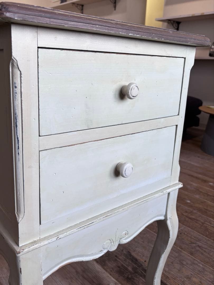 アンティーク木製チェスト 2引き出し サイドチェスト