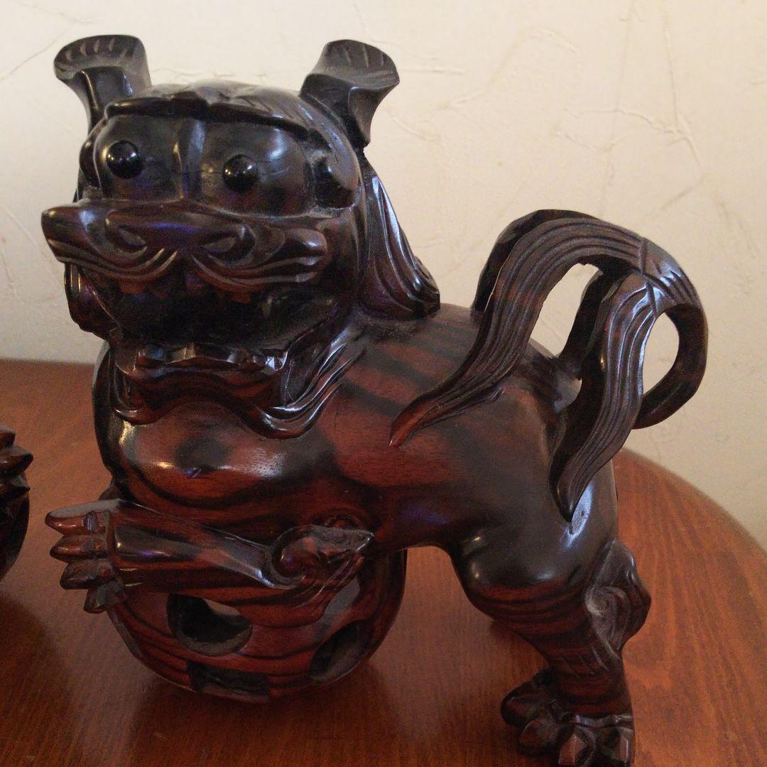 木彫り シーサー置物 セット