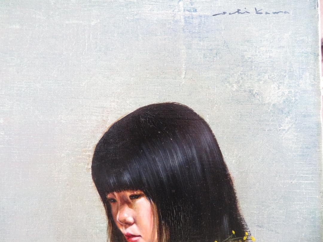 市川元晴 　「菜の花と少女」　油彩　 F6号　ル・サロン永久会員　 三軌会会員
