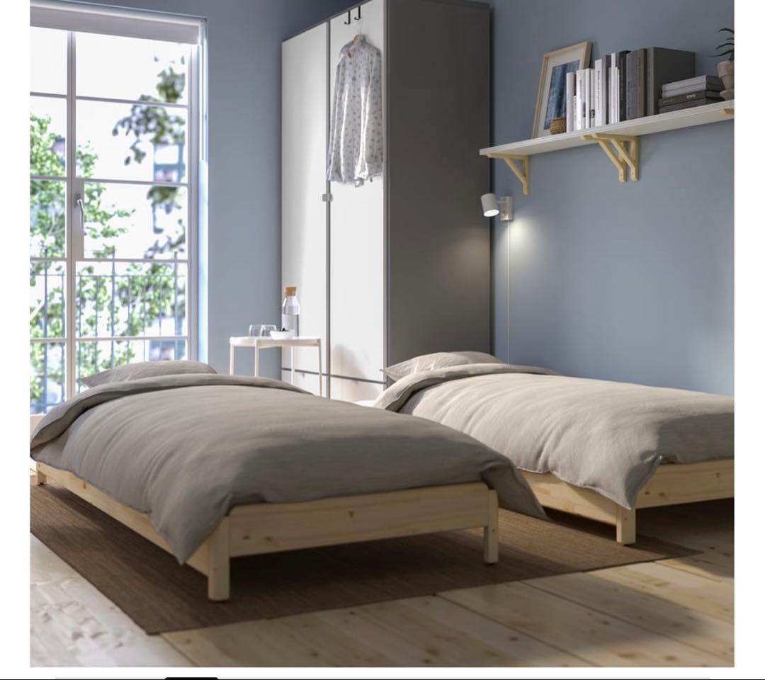 ウトーケル　すのこ　ベッド 80x200 cm×2 マットレス付き