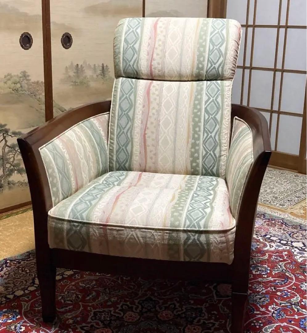 【マルニ木工】シングルソファー　リクライニング　美品　座面ゆったり　ハイバック