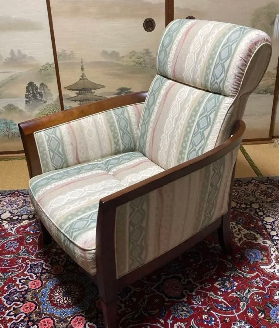 【マルニ木工】シングルソファー　リクライニング　美品　座面ゆったり　ハイバック