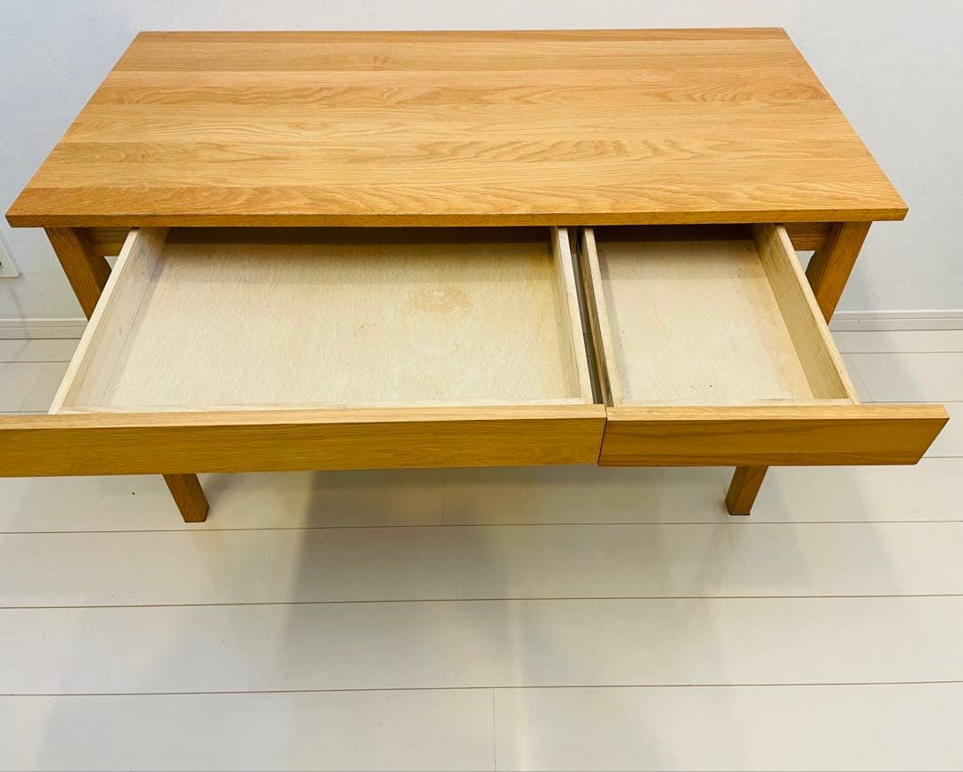 送料込み⭐︎らくらくメルカリ便⭐︎無印良品 無垢材デスク（引出付）オーク材