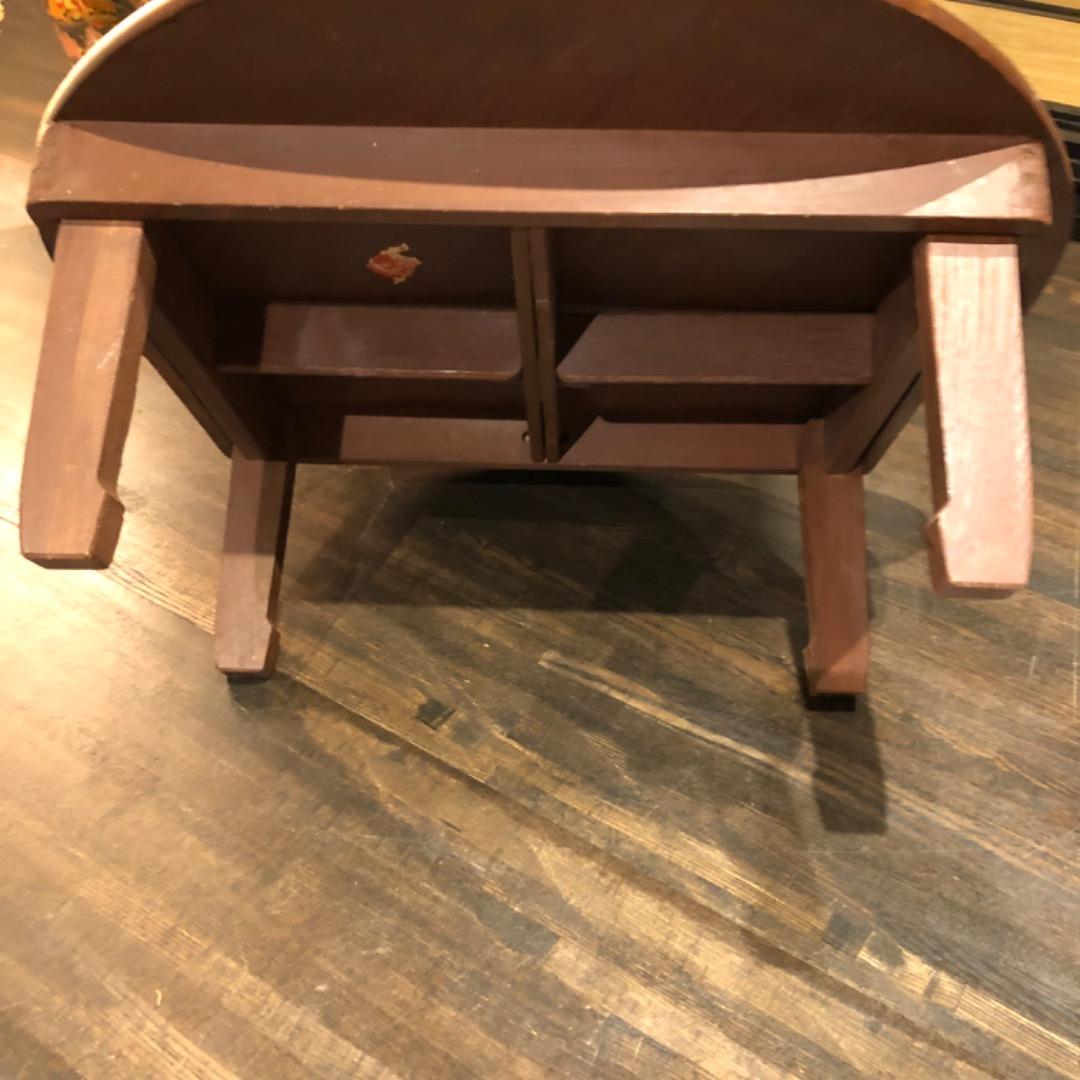 昭和レトロ　アンティーク　ちゃぶ台　折りたたみ式　木製　机　ローテーブル　丸