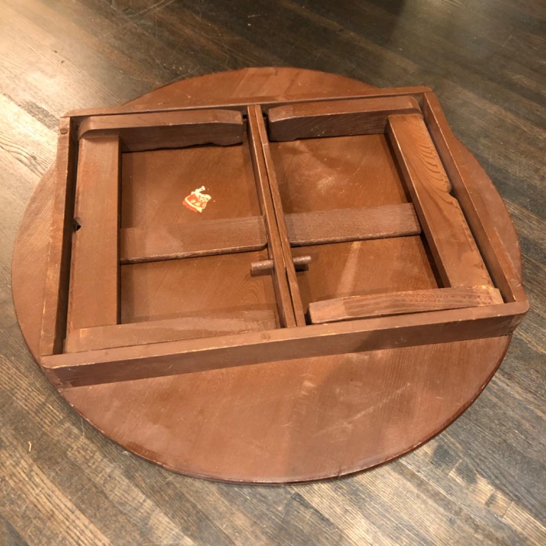 昭和レトロ　アンティーク　ちゃぶ台　折りたたみ式　木製　机　ローテーブル　丸