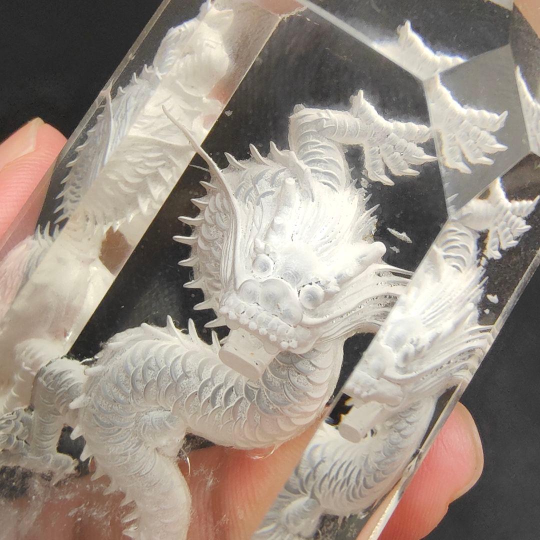3 水晶　 5本爪の龍　 水晶ポイント　六角柱　天然石　龍　風水　占い　辰年